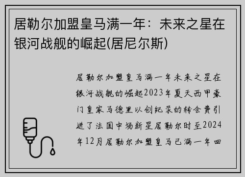 居勒尔加盟皇马满一年：未来之星在银河战舰的崛起(居尼尔斯)
